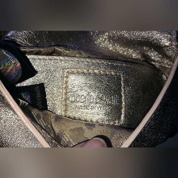 ROBERTO CAVALLI GOLD LEATHER MINI POCHETTE WRISTLET WALLET AUTHENTIC AND RARE! - Picture 5 of 13